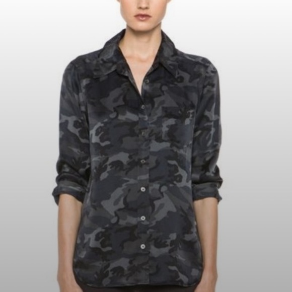 Gently worn! Equipment 100% Silk Camo Button Down - Picture 1 of 3